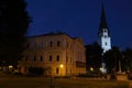 Square in Spisska Nova Ves at night, Slovakia Royalty Free Stock Photo
