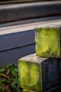 Square steel bars in a warehouse