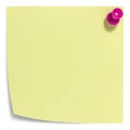 Square sticky note with pink pin, and shadow