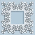 Square tatting lace frame Royalty Free Stock Photo