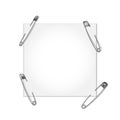 Square template with safety pin Royalty Free Stock Photo