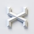 Square three dimensional font, white, simple, geometric, casting shadow on the background wall, 3d rendering, letter X