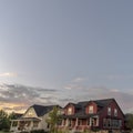 Square Three homes on a modern housing estate Royalty Free Stock Photo