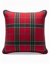 Square Throw Pillow with Red Tartan Pattern Isolated on White Background Royalty Free Stock Photo
