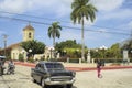 Vintage car in a square in Trinidad, August 2022 Cuba