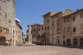 Square in the town of San Gimignano during the lockdown for COVID-19