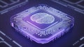 AI Brain Processor with Glowing Circuitry and Data Streams artificial intelligence Royalty Free Stock Photo