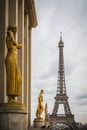 Square of the Trocadero Square with a view of the Eiffel Tower in Paris