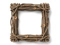 Square twig frame isolated on white background Royalty Free Stock Photo