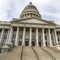 Square Utah State Capital building dome and stairs leading to the pedimented entrance Royalty Free Stock Photo