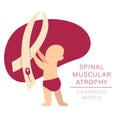 A vector image with a baby and spinal muscular atrophy symbols. SMA awareness month