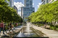 Square Victoria Water Fountain a new water feature they installed with the park`s makeover in Montreal