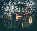 Square vintage Norway tractor postcard memories background backd