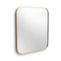 Square Wall Mirror with Thin Gold Frame and Rounded Corners on White Background golden Royalty Free Stock Photo
