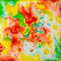 Square watercolor with yellow, red, green and blue. Royalty Free Stock Photo