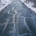 Square Weathered road in Salt Lake City viewed in winter