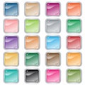 Square web buttons set of 20 in assorted colors Royalty Free Stock Photo