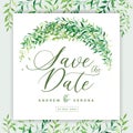 Square wedding invitation card template in white green color theme