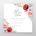 Square wedding invitation cards with beautiful flowers border. Wedding invitation cards vector