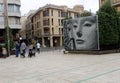 A square where there is a street mosaic with the image of the Iberian sculpture that is called `The Lady of Elche`