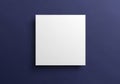 A square white card or canvas is centered on a dark blue background. The card has a smooth texture Royalty Free Stock Photo