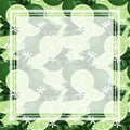 Square white frame and rectangle label with your copy space on citrus lime background Royalty Free Stock Photo