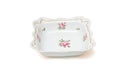 Square white porcelain dish with roses isolated