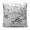 Square White Throw Pillow with Fluffy Texture on White Background in Studio Lighting Royalty Free Stock Photo