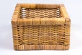 Square Wicker Basket on White Front Angled View