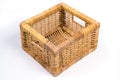 Square Wicker Basket on White Perspective Angled View