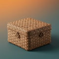 A square wicker basket with a woven pattern and rounded corners. It features a tightly Royalty Free Stock Photo