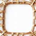 Square wicker frame on white background for crafting and home decor projects Royalty Free Stock Photo