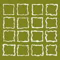 Square window frame. Irregular broken line. White on green background. Kinks, warped square frames. Primitive flat style, cut out Royalty Free Stock Photo