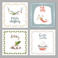 Square winter holidays greeting cards