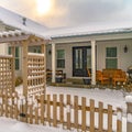 Square Winter home with pergola on the wooden gate Royalty Free Stock Photo