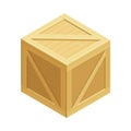 Square Wooden Box from Warehouse Area as Goods Storage and Logistics Isometric Vector Illustration