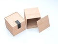 Square wooden boxes, opened cover