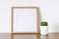 Square wooden photo frame Royalty Free Stock Photo