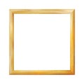 Square wooden realistic frame isolated on white background. Vintage simple decorative amber border. Deco elegant yellow art object Royalty Free Stock Photo