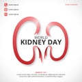 Square World Kidney Day background with red ribbons Royalty Free Stock Photo