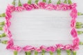 Square wreath made from pink carnation flowers