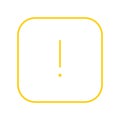 Square yellow thin line exclamation point icon, button, attention symbol isolated on a white background. Royalty Free Stock Photo