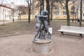 Square on Zagorodny Prospect with a sculpture `Two boys fighting for a goose`