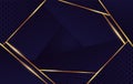 Squared abstract gold geometric shape at dark blue and black background Royalty Free Stock Photo