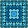 Squared background - ornamental floral pattern. Design for bandanna, carpet, shawl, pillow or cushion