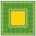 Squared background - ornamental floral pattern. Design for bandanna, carpet, shawl, pillow or cushion