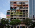 Balcony cafes in a building in Vietnam