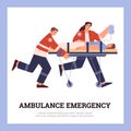 Squared banner about ambulance emergency flat style, vector illustration Royalty Free Stock Photo