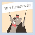 Squared banner about Happy Groundhog Day flat style, vector illustration Royalty Free Stock Photo