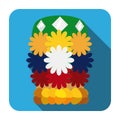 Squared button with Congo dancer hat for Barranquilla`s Carnival, Vector illustration Royalty Free Stock Photo
